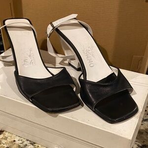 Salvatore Ferragamo Black and White Heels